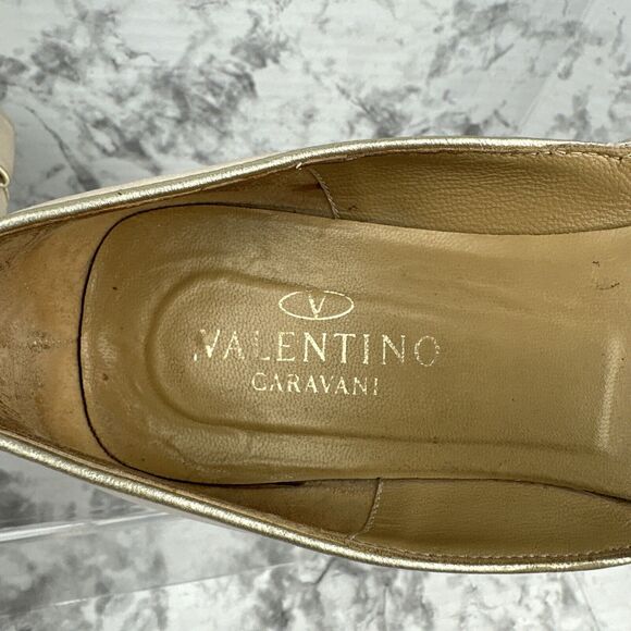 Valentino Garavani Bow Ballet Flats Size 38.5/7.5 Blush Pink Nude Nubuck Leather - Picture 6 of 8